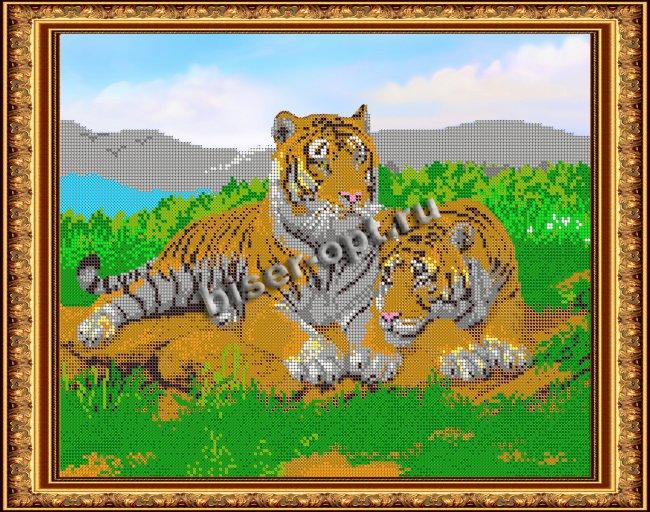 «Светлица» рисунок на ткани для вышивания бисером К-425 «Тигры» 38*30см (1шт) цвет:К-425