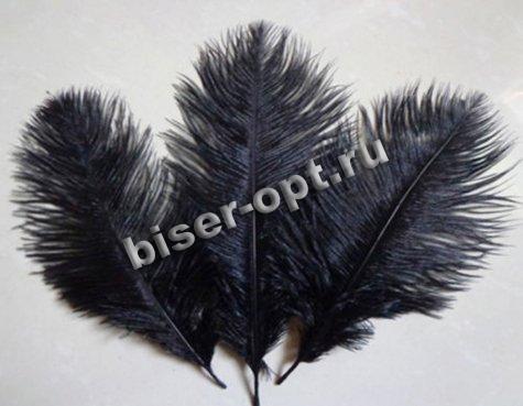 Перо страуса 5-15см (100шт) цвет:075-черный