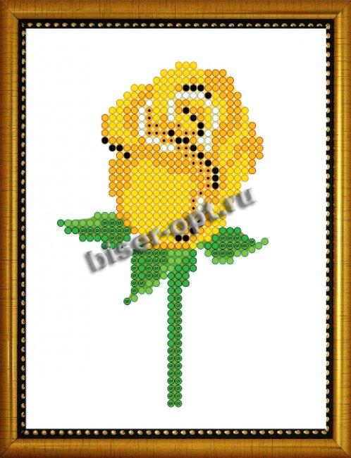 «Диамант» набор со стразами ДВ-005 «Желтая роза» 10*13см (1шт) цвет:ДВ-005