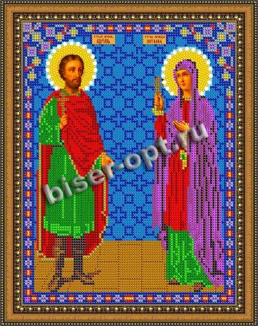 «Светлица» набор для вышивания бисером 8447 «Св.Адриан и Наталия» бисер Чехия 19*24см (1шт) цвет:8447