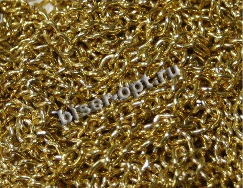 Цепь металл декоративная 11556-4звено 3,5*2,5мм (95-100м) цвет:золото