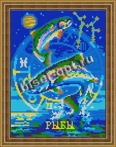 «Светлица» набор для вышивания бисером №481П «Рыбы» бисер Чехия 19*24см (1шт) цвет:481П