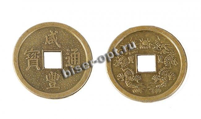 Монета металл FS11679 "Дракон" d38мм (200шт) цвет:оксид