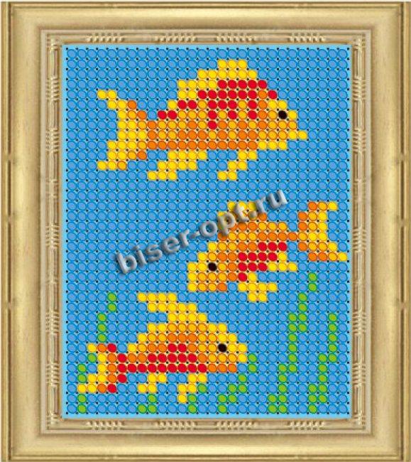 «Светлица» рисунок на ткани для вышивания бисером ЛК007 «Золотые рыбки» 6*7,5см (1шт) цвет:ЛК007