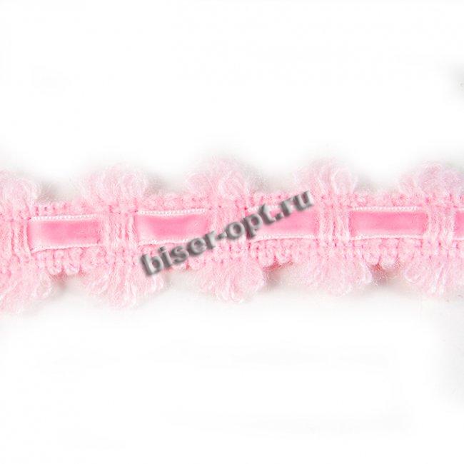 Тесьма вязанная YL-587A шерстяная с велюровой лентой 3см (10ярд) цвет:513-розовый