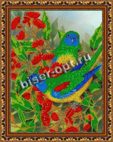 «Светлица» рисунок на ткани для вышивания бисером К-506 «Радужная пара птиц» 24*30см (1шт) цвет:К-506
