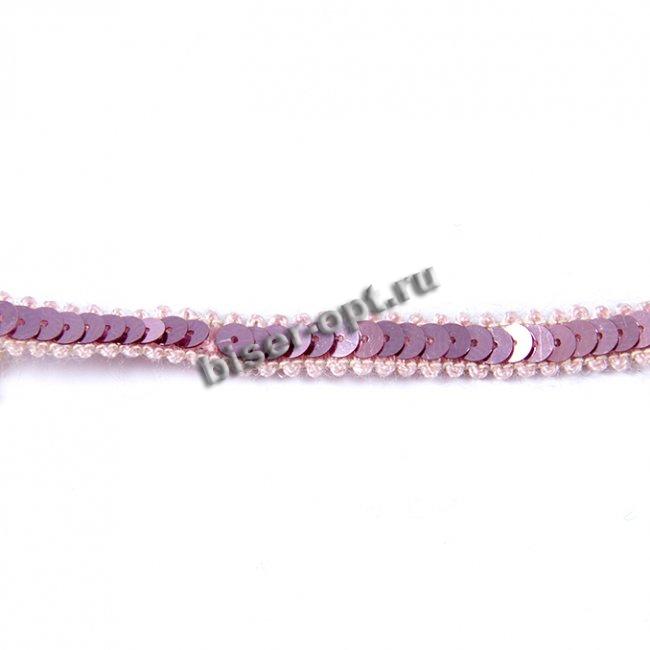 Тесьма BG563 с пайетками на резинке 8мм (10м) цвет:851-розовый