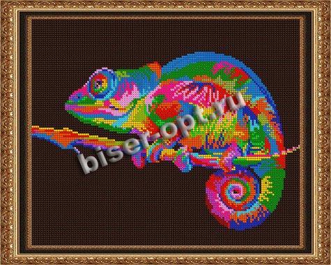 «Светлица» рисунок на ткани для вышивания бисером К-522 «Радужный хамелеон» 30*24см (1шт) цвет:К-522