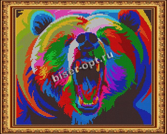 «Светлица» рисунок на ткани для вышивания бисером К-521 «Радужный медведь» 30*24см (1шт) цвет:К-521