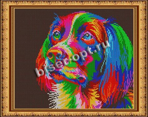 «Светлица» рисунок на ткани для вышивания бисером К-519 «Радужная собачка» 30*24см (1шт) цвет:К-519