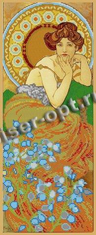 «Светлица» рисунок на ткани для вышивания бисером К-399 «Девушка - топаз» 19*48см (1шт) цвет:К-399