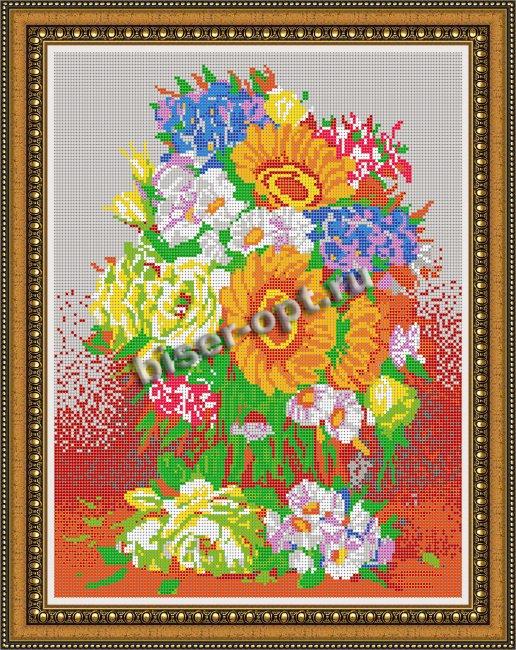 «Светлица» набор для вышивания бисером №331П «Садовые цветы» бисер Чехия 30*38см (1шт) цвет:331П