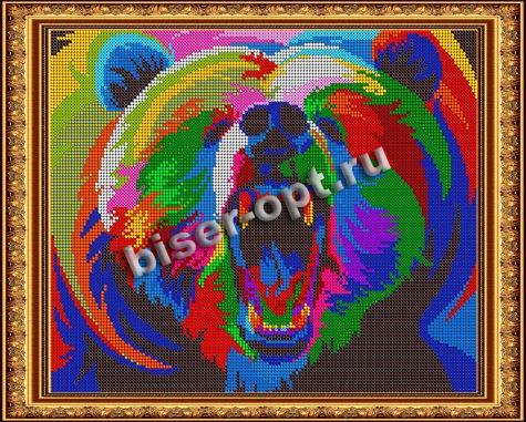 «Диамант» схема с клеевым покрытием для алмазной вышивки ДК-521П «Радужный медведь» 38*30см (1шт) цвет:ДК-521П
