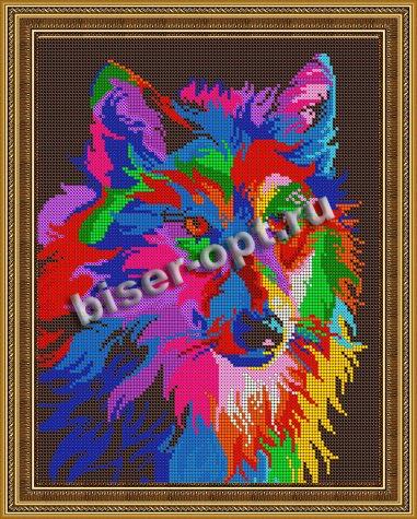 «Светлица» набор для вышивания бисером №520П «Радужный волк» бисер Чехия 24*30см (1шт) цвет:520П