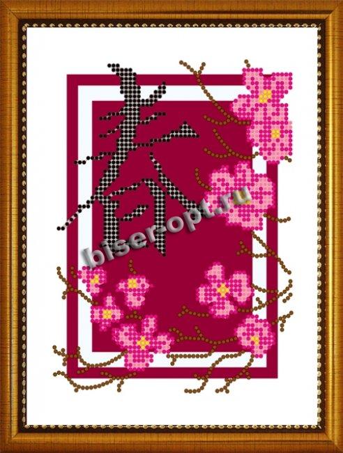 «Диамант» схема с клеевым покрытием для алмазной вышивки ДД-026 «Сакура»(Весна) 16,4*22,8см (1шт) цвет:ДД-026