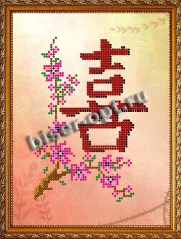 «Диамант» схема с клеевым покрытием для алмазной вышивки ДД-024 «Китайский мотив»(Счастье) 16,4*22,8см (1шт) цвет:ДД-024