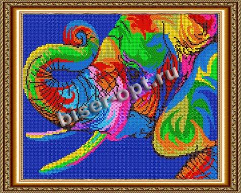 «Светлица» набор для вышивания бисером №534П «Радужный слон» бисер Чехия 30*24см (1шт) цвет:534П