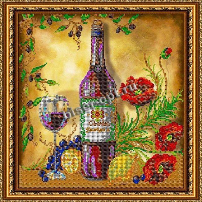 «Светлица» рисунок на ткани для вышивания бисером К-543 «Красное вино» 27*27см (1шт) цвет:К-543