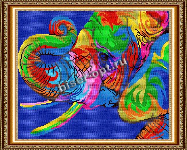 «Светлица» рисунок на ткани для вышивания бисером К-534П«Радужный слон» 30*24см (1шт) цвет:К-534П