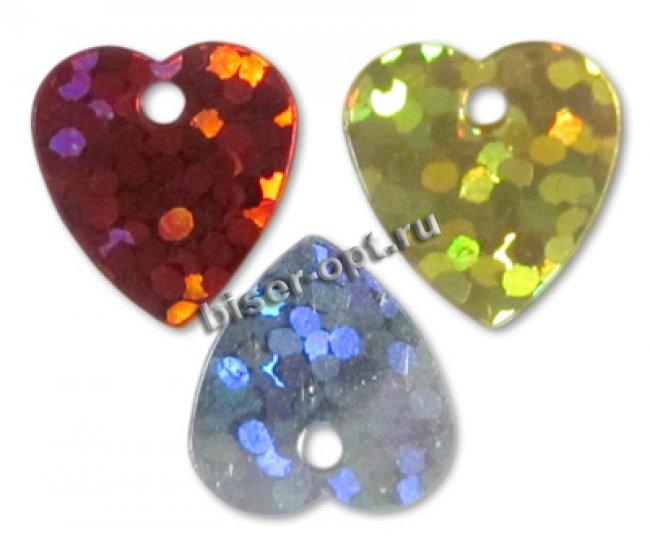 Пайетки лазерные фигурные "сердце" 15*16мм (10гр) цвет:724LS-серебро