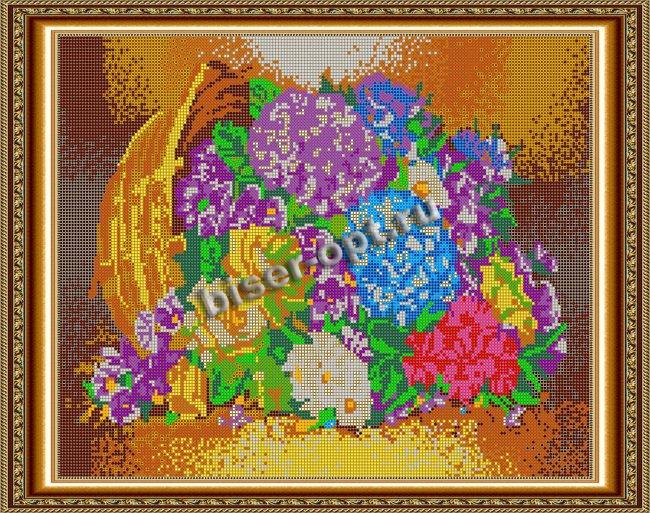 «Светлица» набор для вышивания бисером №539П «Цветы в корзине» бисер Чехия 38*30см (1шт) цвет:539П