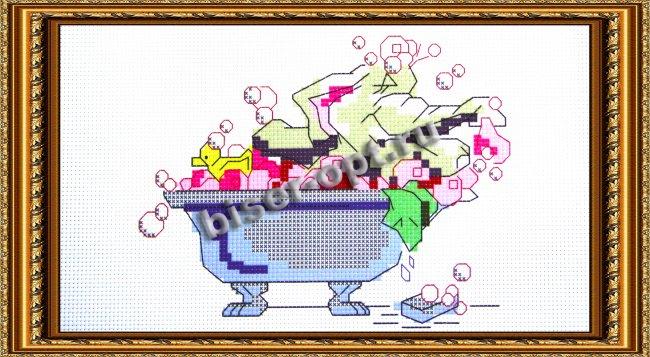 Рисунок на канве для вышивания крестом Д-067 "Слоник в ванной" 25*17 (1шт) цвет:Д-067
