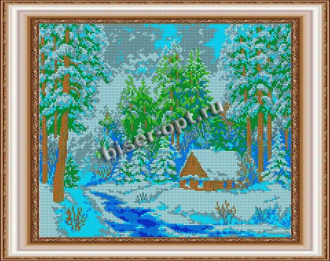 «Светлица» рисунок на ткани для вышивания бисером К-569П «В зимнем лесу» 38*30см (1шт) цвет:К-569П