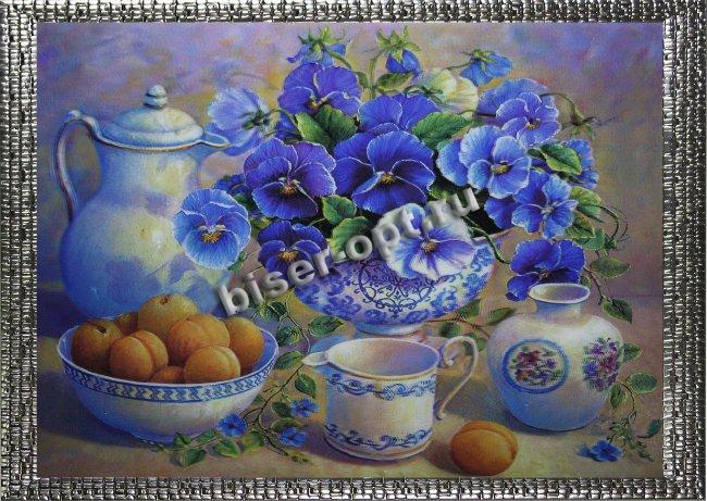 Картина 5D «Виолы в вазе» (без рамки) 38*28см (1шт) цвет:14297Б