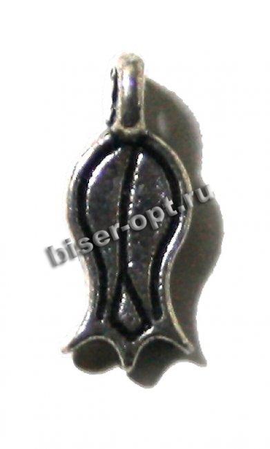 Подвеска металл FS14604 "Тюльпан" 5*11мм (20шт) цвет:серебро