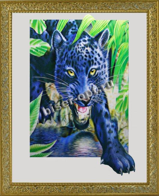 Картина 5D «Черный леопард» 38*38см (1шт) цвет:12488