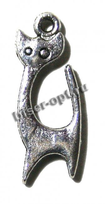 Подвеска металл FS14545 "Кошка" 9*23мм (10шт) цвет:серебро