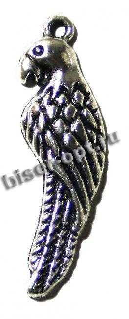 Подвеска металл FS14598 "Попугай" 10*35мм (5шт) цвет:серебро
