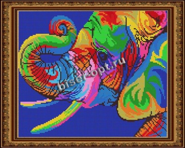 «Светлица» набор для вышивания бисером №534П «Радужный слон» бисер Китай 30*24см (1шт) цвет:534П