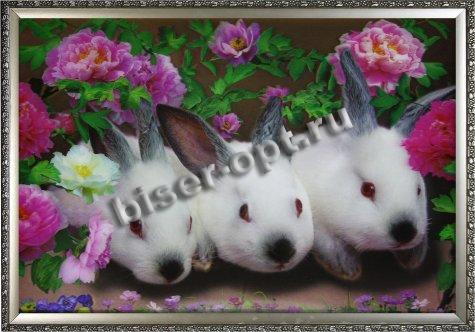 Картина 5D «Кролики» 38*28см (1шт) цвет:14138