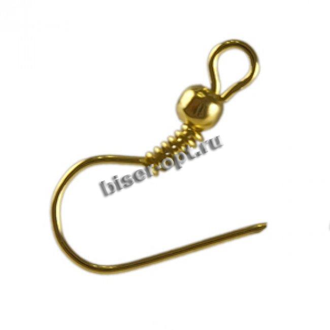 Крючок для серег с кольцом и шариком 18мм (100шт) цвет:золото
