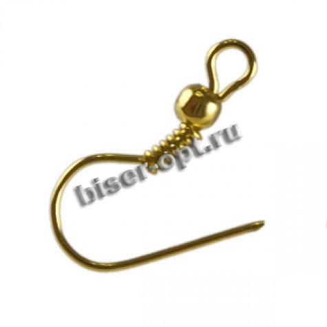 Крючок для серег с кольцом и шариком 18мм (100шт) цвет:золото