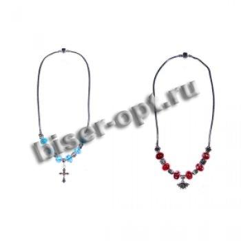 Цепочка с застежкой FS6014 "Pandora Style" с бусинами и подвеской (1шт) цвет:цветной