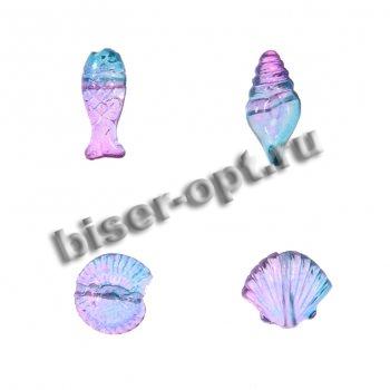 Бусины пластик SA124 "Морские" (20шт) цвет:L01-розовый/желтый