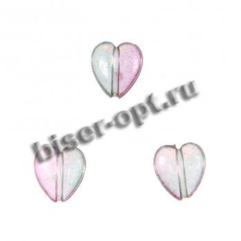 Бусины пластик SA051 "Сердечко" 12*11мм (20шт) цвет:L01-розовый/желтый