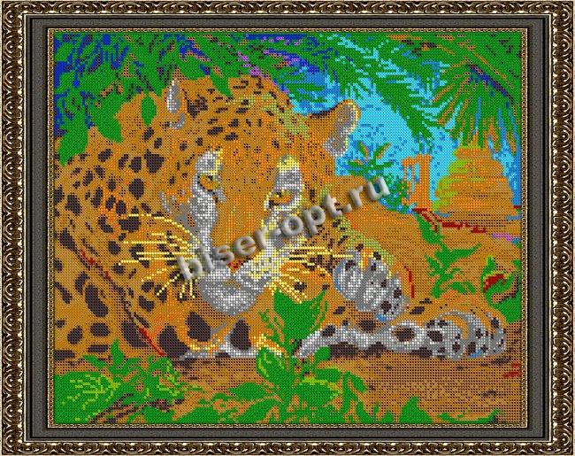«Диамант» набор со стразами в подарочной фанерной упаковке ДК-424П «Леопард» 48*38см (1шт) цвет:ДК-424П