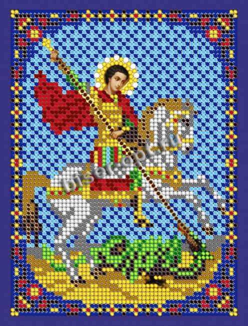 «Светлица» рисунок на ткани для вышивания бисером 445М «Св. Георгий Победоносец» 12*16см (1шт) цвет:445М