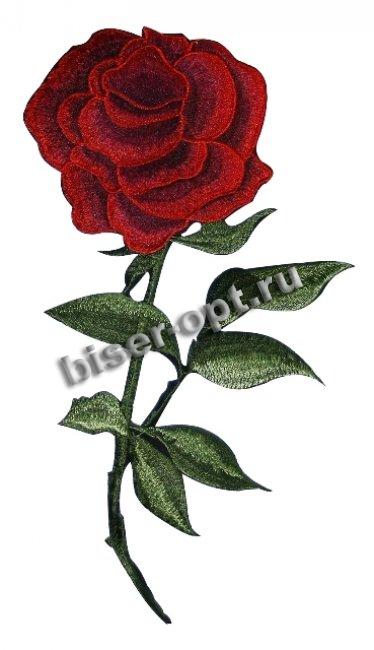 Термоаппликация вышитая № F231 "Роза" 19*30см (1шт) цвет:1-красный/зеленый